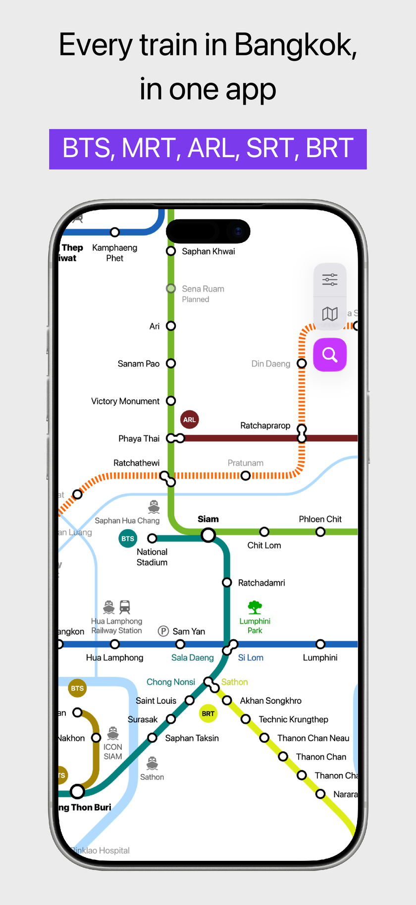 All transit lines in one app