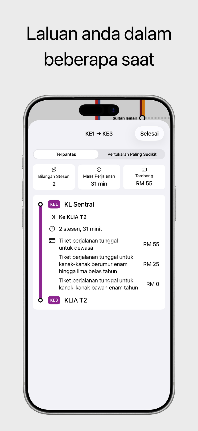 Laluan anda dalam beberapa saat