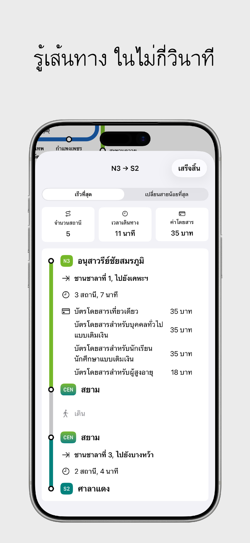 ค้นหาเส้นทางในไม่กี่วินาที